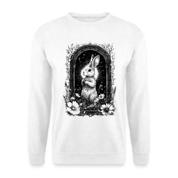Bohemian Boho Hase Hasenmotiv Frühling Cottagecore - Unisex Pullover - Weiß - Vorne