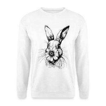 Blumenhase Hase Blume Cottagecore Ostern Frühling - Unisex Pullover - Weiß - Vorne