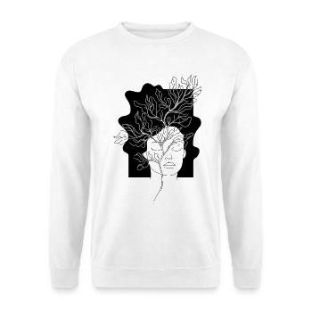 Line Art Blumen Frau Minimalistisch Abstract - Unisex Pullover - Weiß - Vorne
