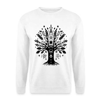 Bohemian Ethno Baum Tribal Natur Boho Geschenk - Unisex Pullover - Weiß - Vorne