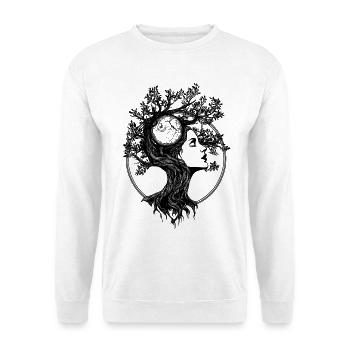 Baum Frau Boho Natur Abstrakt Grafik Mystisch - Unisex Pullover - Weiß - Vorne