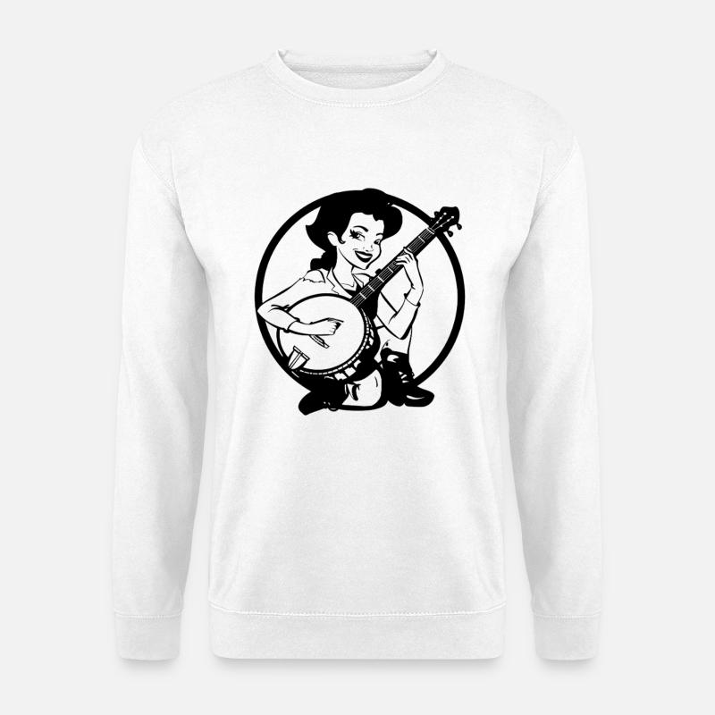 Banjo player comic look - Unisex Sweatshirt - white