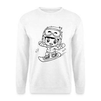 Petit look de bande dessinée de snowboarder - Sweat-shirt Unisexe - blanc - Devant