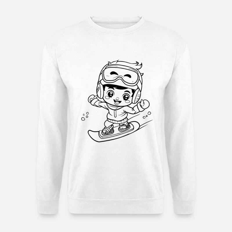 Kleiner Snowboarder Comic Look - Unisex Pullover - Weiß