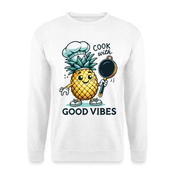 Cuisinez avec joie Ananas Chef Happy Cooking - Sweat-shirt Unisexe - blanc - Devant