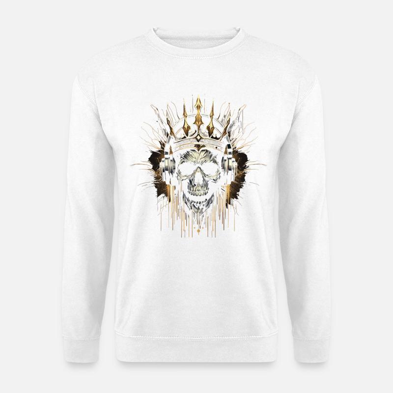 Gaming Skull with Crown - Unisex Sweatshirt - white