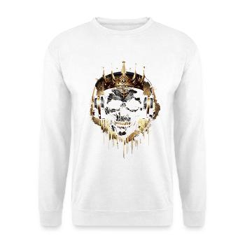 Golden Gaming Skull with Crown and Headset - Unisex Sweatshirt - white - Front