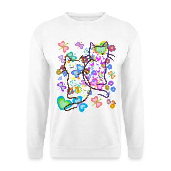 Cats Spring Summer Cat Kids Heart 80s 90s - Unisex Sweatshirt - white - Front