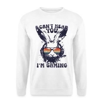 Je ne t’entends pas Je joue Cadeau de lapin rétro - Sweat-shirt Unisexe - blanc - Devant