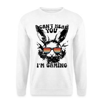 I Can't Hear You I'm Gaming Hase Sonnenbrille - Unisex Pullover - Weiß - Vorne