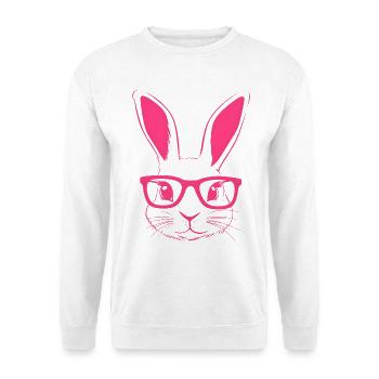 Kaninchen Brille Bunny Hasenohren Hase Geschenk - Unisex Pullover - Weiß - Vorne