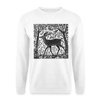 Cerf Woodland Nature Cerf Woodcut Wilderness cadeau - Sweat-shirt Unisexe - blanc - Devant