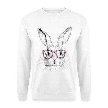 Hasenohren Bunny Brille Kaninchen Hase Geschenk - Unisex Pullover - Weiß - Vorne