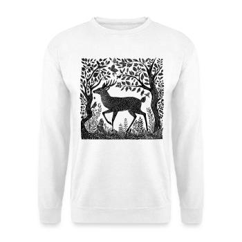 Forêt de cerfs Nature cerf gravure sur bois nature sauvage cadeau - Sweat-shirt Unisexe - blanc - Devant