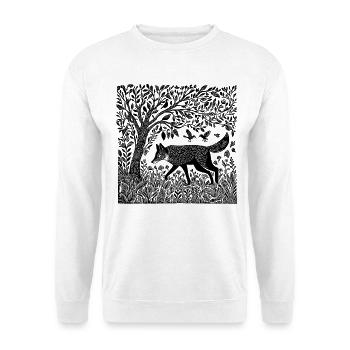 Renard, Woodland, Nature, Nature sauvage, gravure sur bois, cadeau - Sweat-shirt Unisexe - blanc - Devant