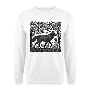 Gravure sur bois Wilderness Wolf Woodland Nature Gift - Sweat-shirt Unisexe - blanc - Devant