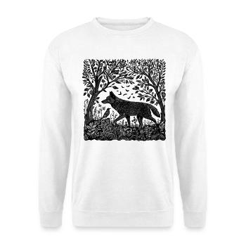 Wolf Forest Nature Wilderness Woodcut Gift - Unisex Sweatshirt - white - Front