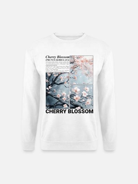 Kwiat wiśni Sakura Kwiat Wiosna Natura Prezent - Bluza unisex - biały