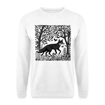 Gravure sur bois renard Woodland Nature nature sauvage cadeau - Sweat-shirt Unisexe - blanc - Devant