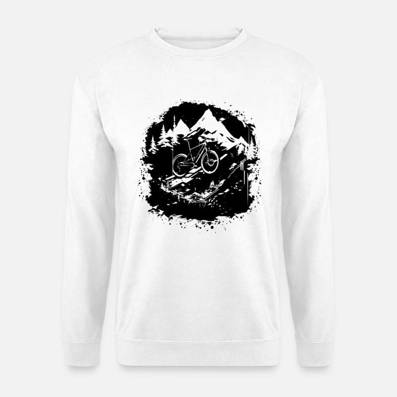 Mountain biking illustration - Unisex Sweatshirt - white