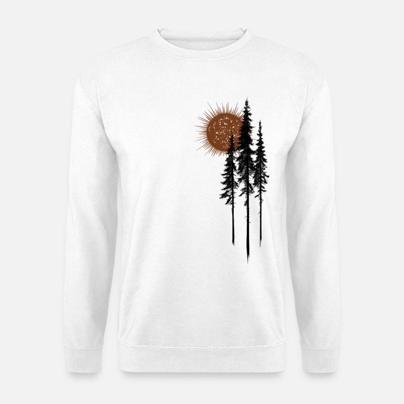 Sonne Tannen Wald Natur Minimalistisch Geschenk - Unisex Pullover - Weiß