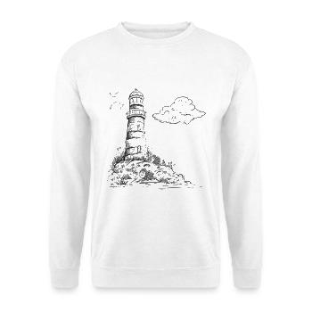 Leuchtturm Sketch Meer Urlaub - Unisex Pullover - Weiß - Vorne