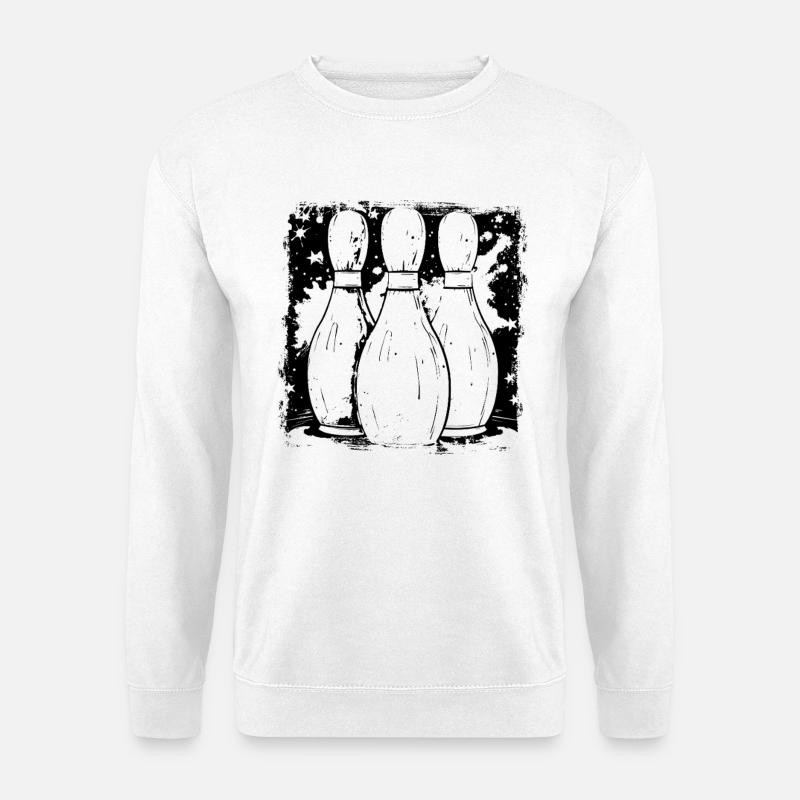 Bowling Pins Zeichnung - Unisex Pullover - Weiß