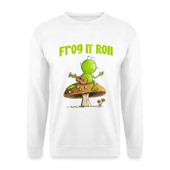 Frosch Mit Aktustik Gitarre Cottagecore Pilz - Unisex Pullover - Weiß - Vorne
