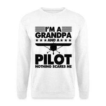 Je suis un papi et un pilote, rien ne me fait peur - Sweat-shirt Unisexe - blanc - Devant
