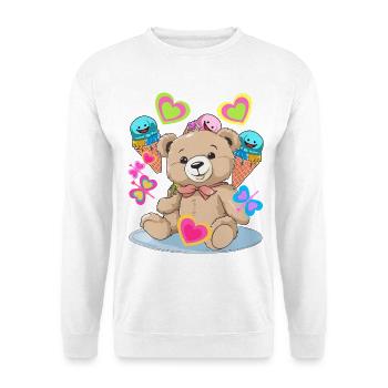 Glace Teddy Anniversaire Coeur Coeurs Enfant Enfants Bébé - Sweat-shirt Unisexe - blanc - Devant