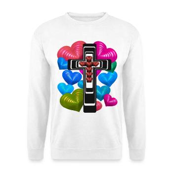 Kreuz Kreuze Jesus Herz Herzen - Unisex Pullover - Weiß - Vorne