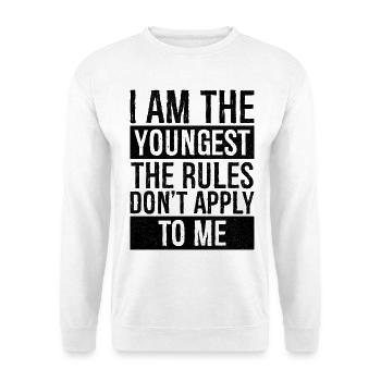 Je suis le plus jeune, les règles ne s’appliquent pas à moi - Sweat-shirt Unisexe - blanc - Devant