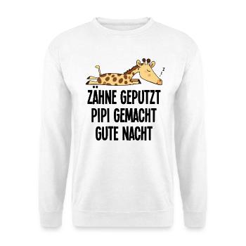 Giraffe Gute Nacht Witzig Zähne Geputzt Geschenk - Unisex Pullover - Weiß - Vorne