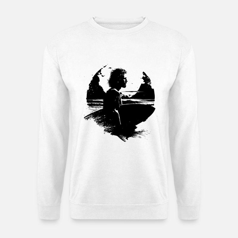 Surfer Zeichnung - Unisex Pullover - Weiß