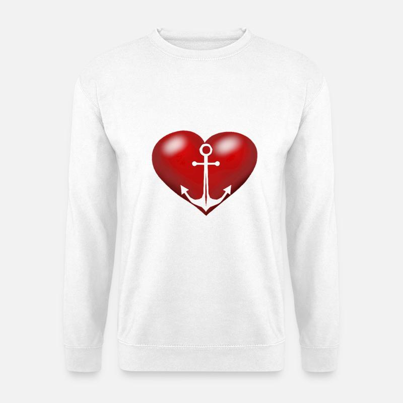 maritim Anker Seemann Herz Herzen - Unisex Pullover - Weiß