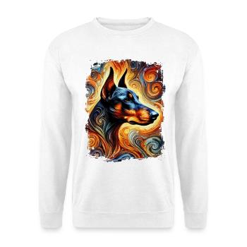 Doberman dans un style artistique et abstrait - Sweat-shirt Unisexe - blanc - Devant