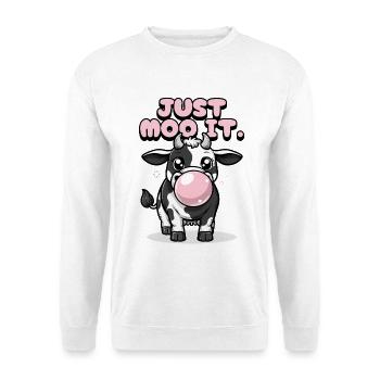 Just Moo It – Lustige Kuh mit Kaugummi - Unisex Pullover - Weiß - Vorne