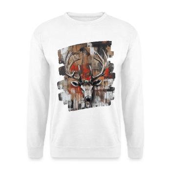 Cerf avec bois - Sweat-shirt Unisexe - blanc - Devant