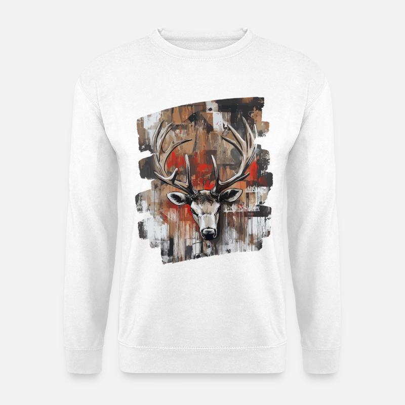 Hirsch mit Geweih - Unisex Pullover - Weiß