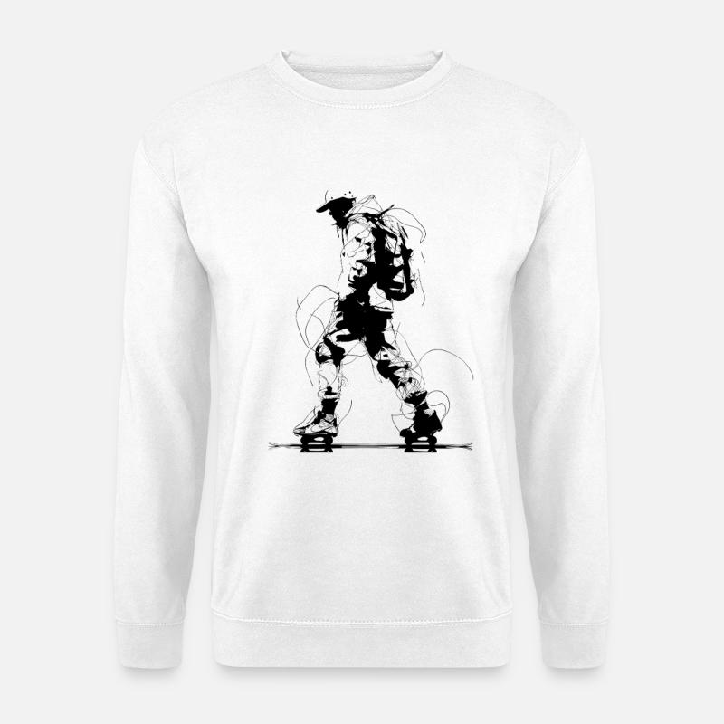 Roller Skater Zeichnung - Unisex Pullover - Weiß
