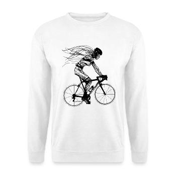 Radfahrerin Strichskizze - Unisex Pullover - Weiß - Vorne