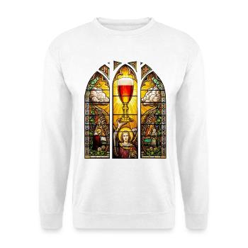 Bier Glas Gral - Kirchenfenster Vatertag - Unisex Pullover - Weiß - Vorne