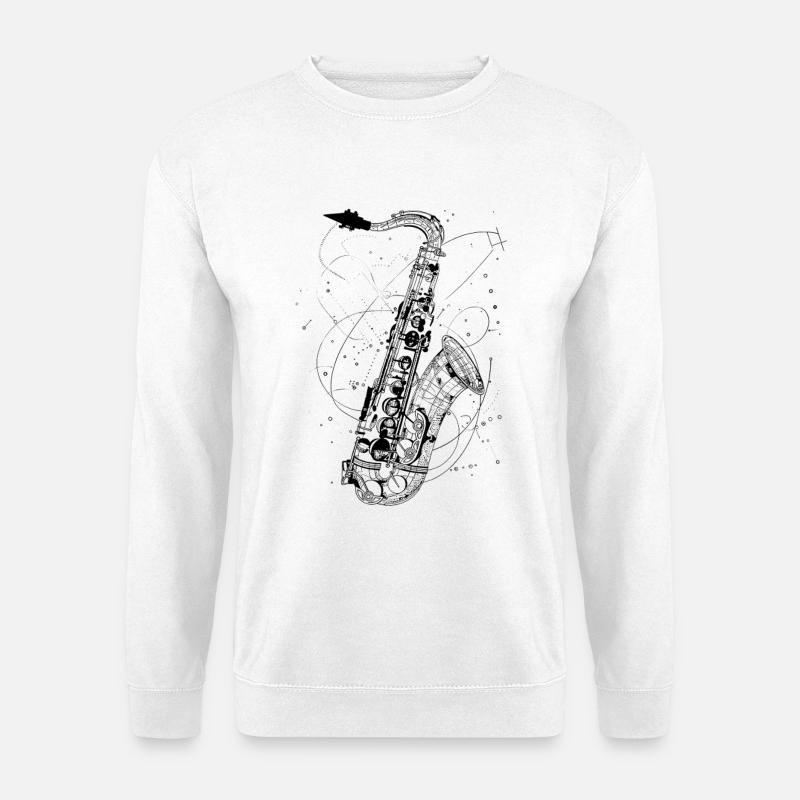 Saxophon Zeichnung - Unisex Pullover - Weiß