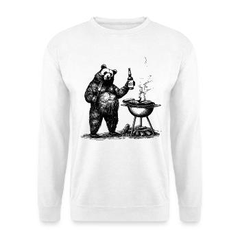 Bär Am Grill Lustiger Papa Humor Geschenkidee - Unisex Pullover - Weiß - Vorne