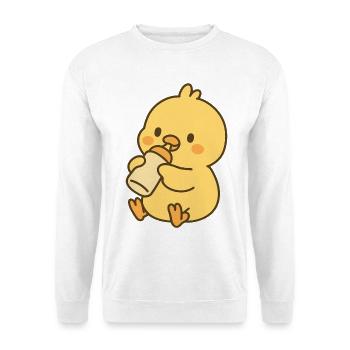 Little chick with milk bottles - Unisex Sweatshirt - white - Front