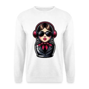 Matroschka mit Kopfhörern - Unisex Pullover - Weiß - Vorne