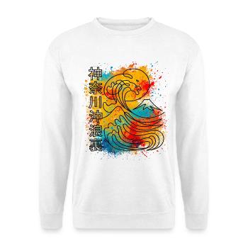 Big Wave Kanagawa One Line Minimaliste - Sweat-shirt Unisexe - blanc - Devant