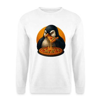 Pinguin Pizza italienisches Essen Cartoon lustig - Unisex Pullover - Weiß - Vorne