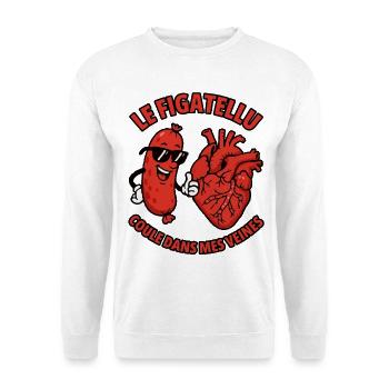 Le Figatellu Coule Dans Mes Veines - Sweat-shirt Unisexe - blanc - Devant