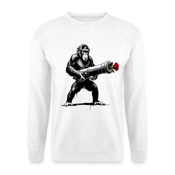 Peace Not War - Affe mit Rose Kanone - Unisex Pullover - Weiß - Vorne